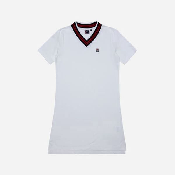 Fila Šaty Damske Biele - Line V-Neck Vypredaj - Slovakia 59814-OZAT